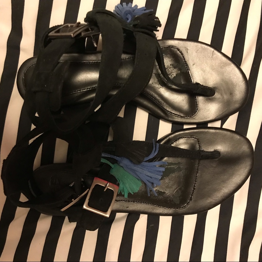 NEW UGG | Black/Blue/Green Tassel Sandals